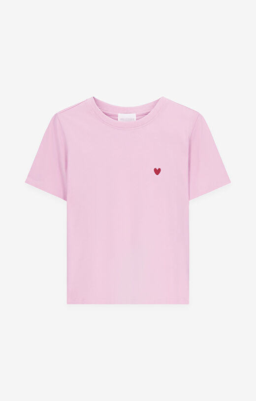 T-shirt z bawełny merceryzowanej z haftem