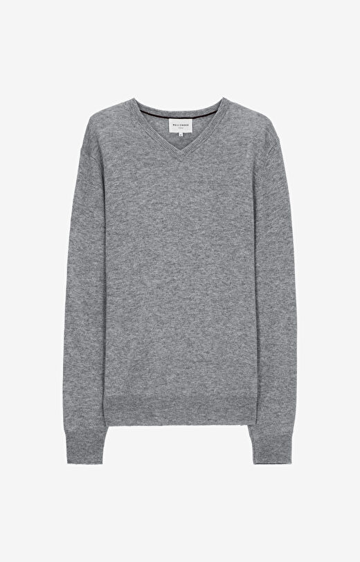 Sweter v-neck z melanżowej wełny merino