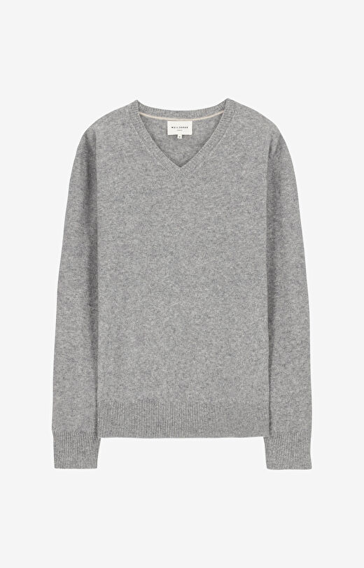 Wełniany sweter v-neck z kaszmirem