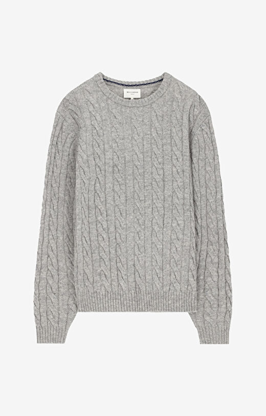 Sweter z wełny w warkoczowy splot