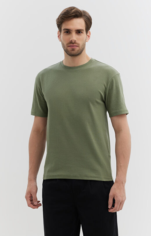 Prążkowany t-shirt z bawełny organicznej