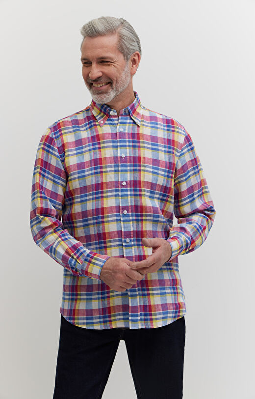 Koszula lniana w kratę