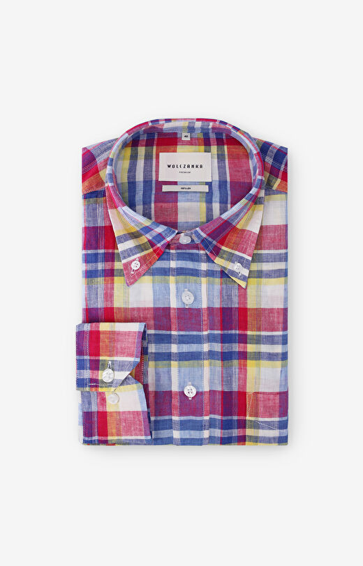 Koszula lniana w kratę