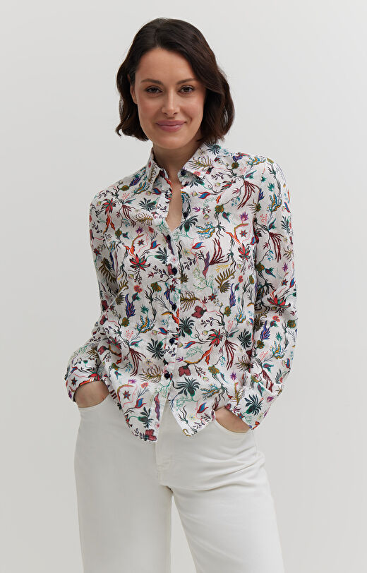 Lniana koszula w kwiaty