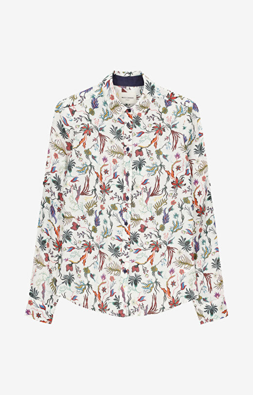 Lniana koszula w kwiaty