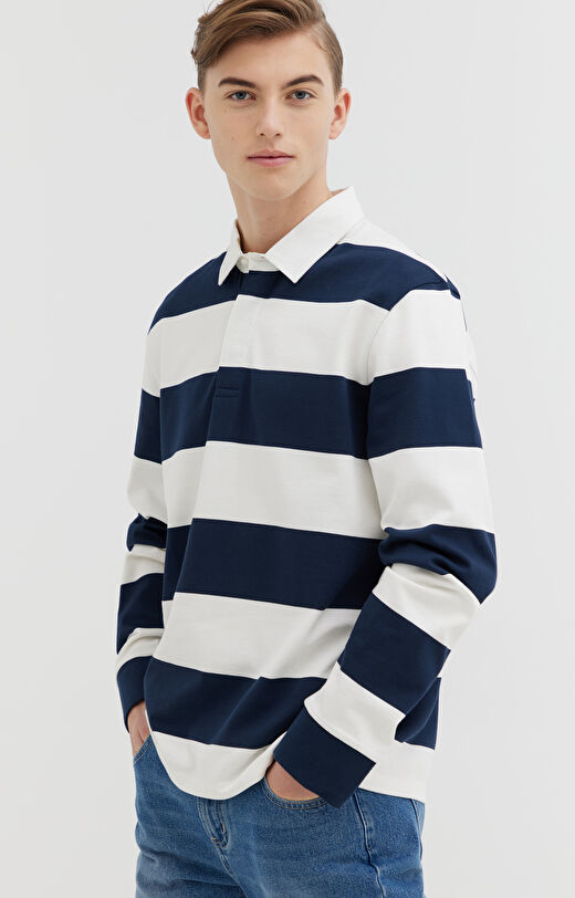 Polo z długim rękawem w paski