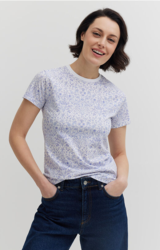 T-shirt z merceryzowanej w kwiaty