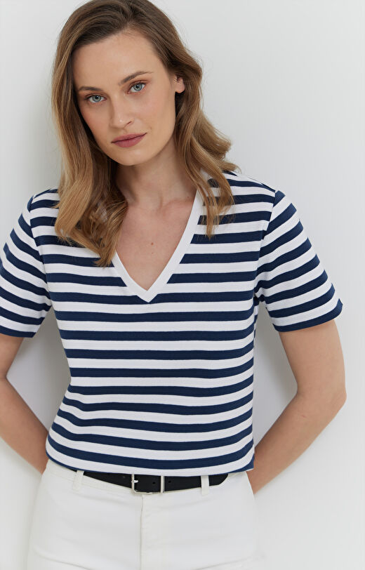 T-shirt z bawełny organicznej w paski