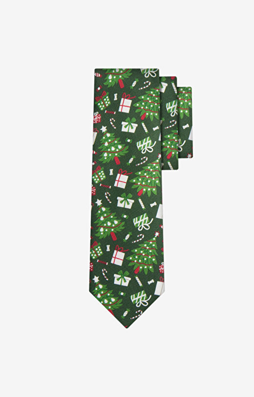 Jedwabny krawat w świąteczny wzór