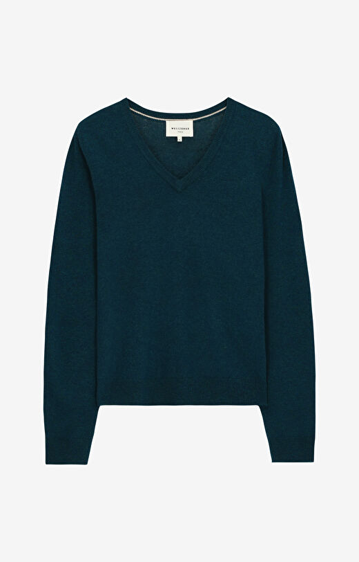 Sweter v-neck z melanżowej wełny merino