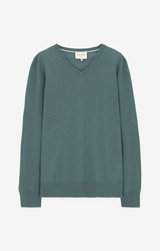 Wełniany sweter v-neck z kaszmirem
