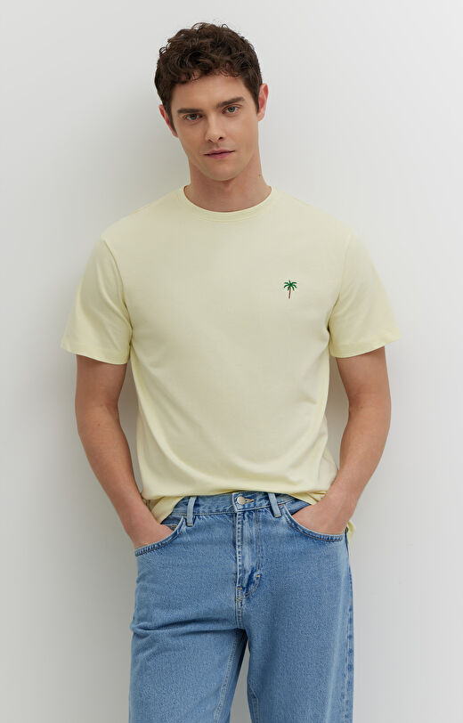 T-shirt z bawełny merceryzowanej z haftem