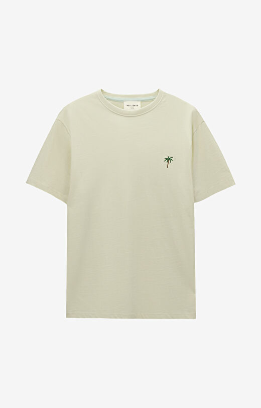 T-shirt z bawełny merceryzowanej z haftem