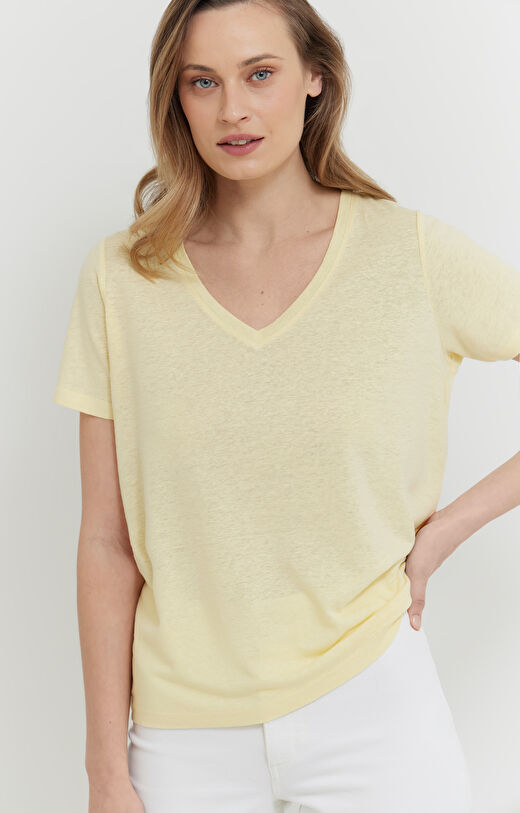 T-shirt z mieszanki lnu i wiskozy