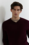 Sweter v-neck z melanżowej wełny merino