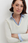 Sweter v-neck z wełny merino