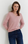 Sweter v-neck z melanżowej wełny merino