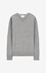 Wełniany sweter v-neck z kaszmirem
