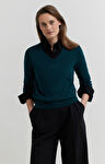 Sweter v-neck z melanżowej wełny merino